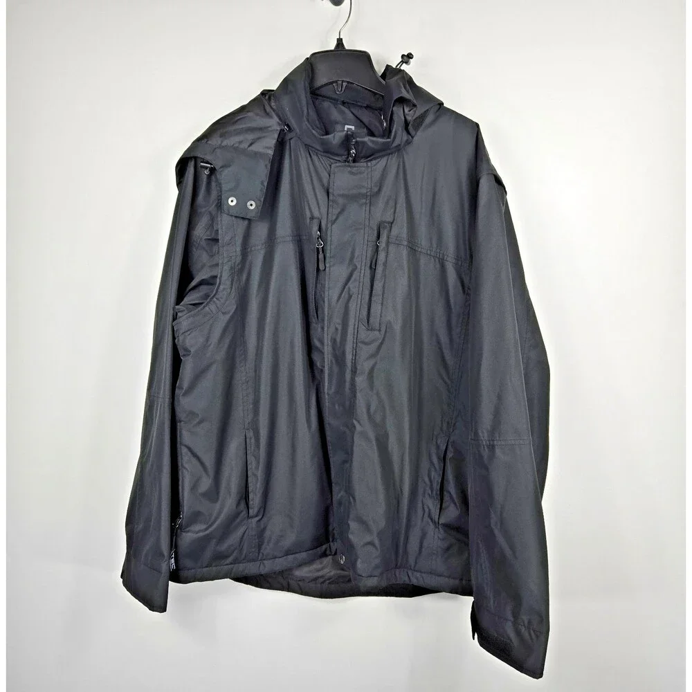 Scottevest Men's Size XXL Black Jacket Coat TEC Removable Hood Sleeves GUC